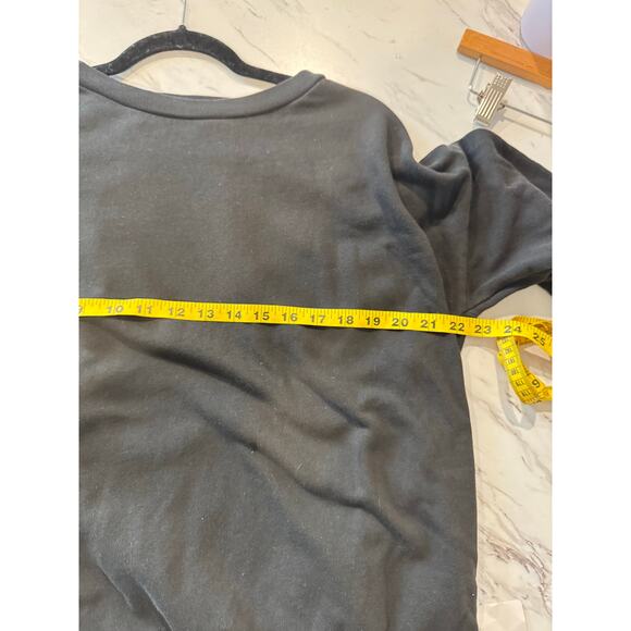 AllSaints Black Crewneck Sweatshirt With Sheer Overlay Women’s Size 6 - Picture 5 of 7